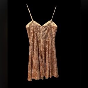 Brown Patterned Spaghetti Strap Dress